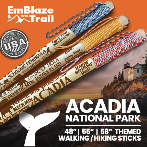 Acadia National Park Themed Walking Stick Gift for Hiker