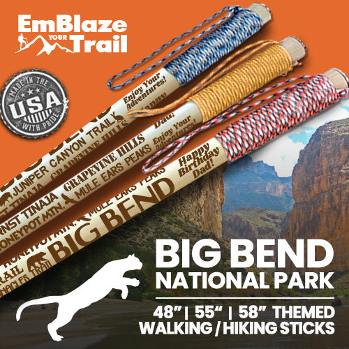 Big Bend National Park Themed Walking Stick and Hiking Stick