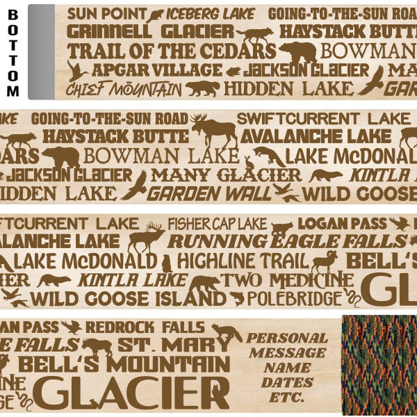 Glacier National Park Themed Walking Stick and Hiking Stick