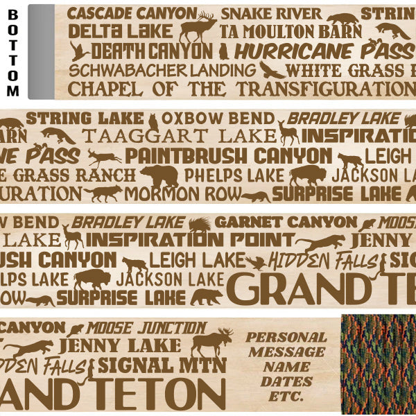 Grand Teton National Park Themed Walking Stick and Hiking Stick