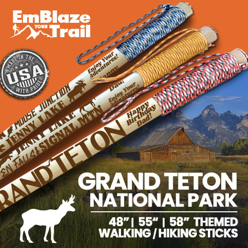 Grand Teton National Park Themed Walking Stick and Hiking Stick