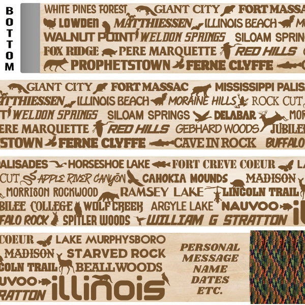 Illinois State Parks Themed Walking Stick