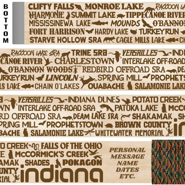 Indiana State Parks Themed Walking Stick