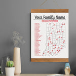 XL Personalized Indiana State Park Bucket List Map on Canvas EmBlaze Your Trail