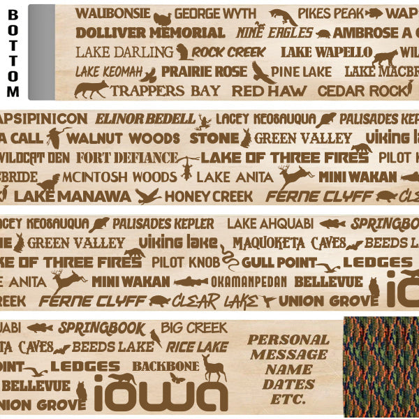 Iowa State Parks Themed Walking Stick