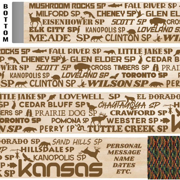 Kansas State Parks Themed Walking Stick and Hiking Stick