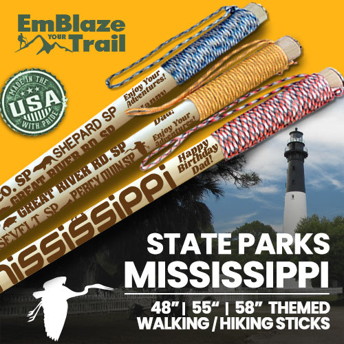 Mississippi State Parks Themed Walking Stick and Hiking Stick