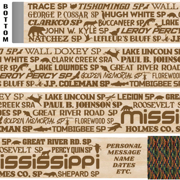 Mississippi State Parks Themed Walking Stick and Hiking Stick