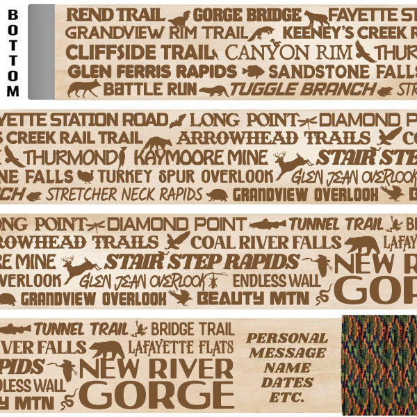 New River Gorge National Park Themed Walking Stick and Hiking Stick