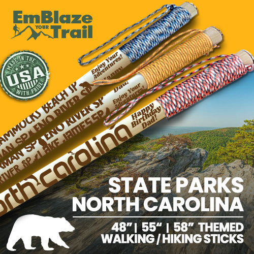 North Carolina State Parks Themed Walking Stick and Hiking Stick