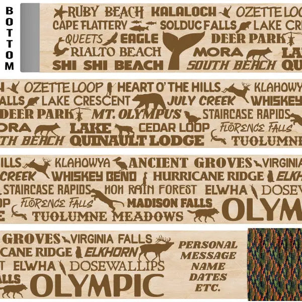 Olympic National Park Themed Hiking/Walking Stick Emblaze Your Trail