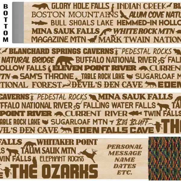 The Ozarks - Themed Hiking-Walking Stick Emblaze Your Trail