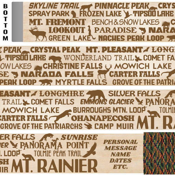 Mt. Rainier National Park Themed Walking Stick and Hiking Stick