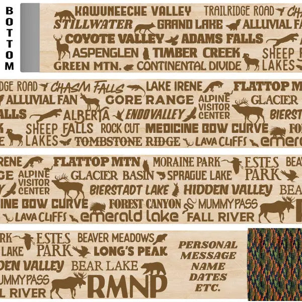 Rocky Mountain NP Themed Hiking Stick Emblaze Your Trail