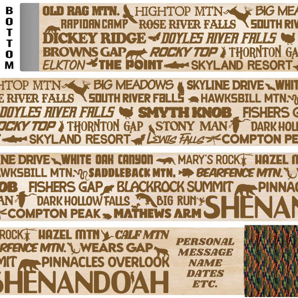 Shenandoah National Park Themed Walking Stick and Hiking Stick