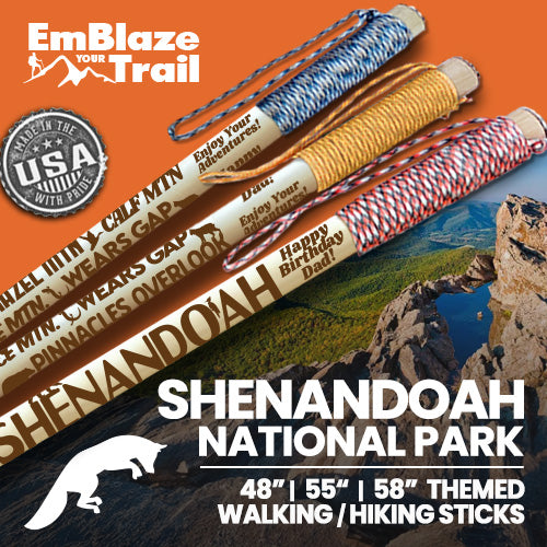 Shenandoah National Park Themed Walking Stick and Hiking Stick