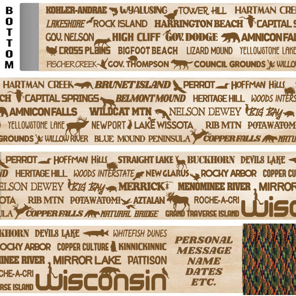 Wisconsin State Parks Themed Walking Stick