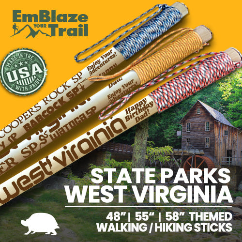 West Virginia State Parks Themed Walking Stick and Hiking Stick