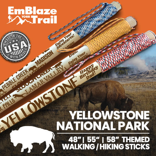 Yellowstone National Park Themed Walking Stick and Hiking Stick