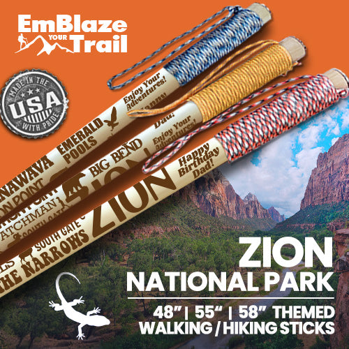 Zion National Park Themed Walking Stick and Hiking Stick