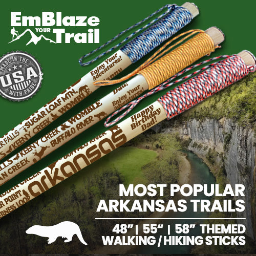 Popular Arkansas Trails Themed Hiking-Walking Stick
