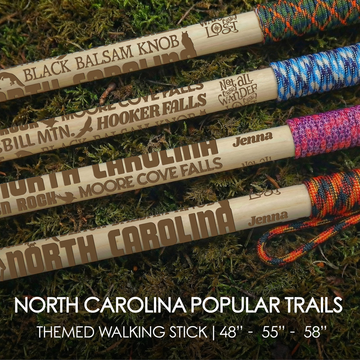 Popular North Carolina Trails Themed Walking Stick