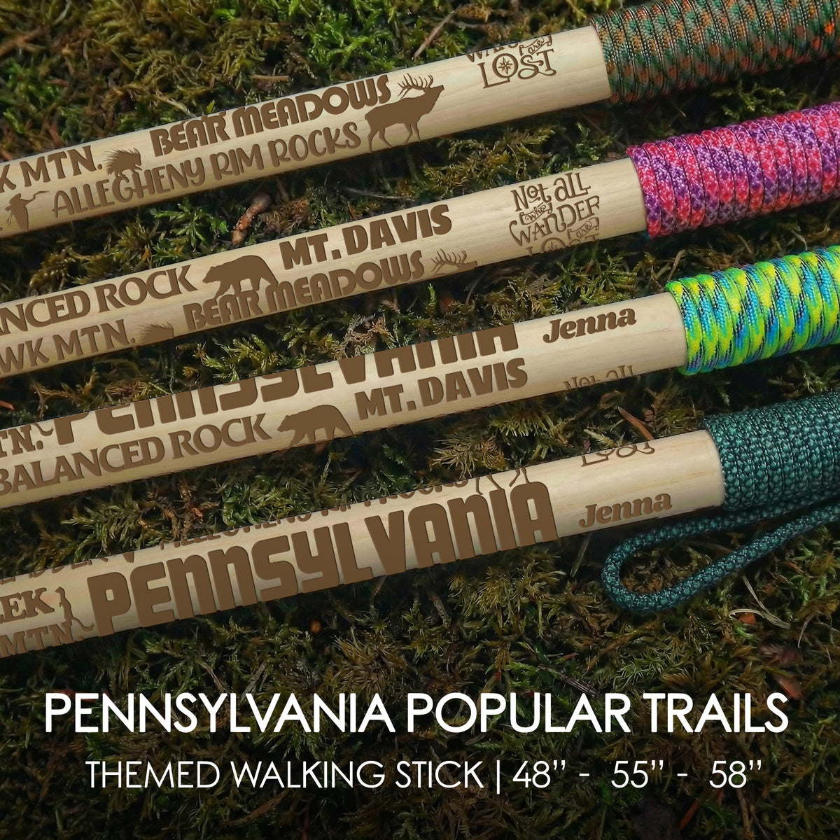 Popular Pennsylvania Trails Themed Walking Stick