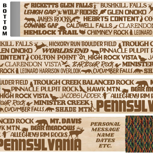 Popular Pennsylvania Trails Themed Walking Stick