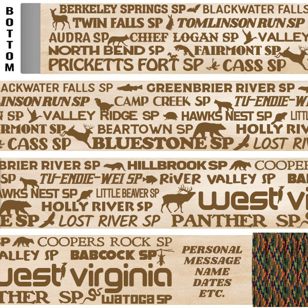 West Virginia State Parks Themed Walking Stick and Hiking Stick