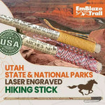 Utah National Parks/ State Parks Themed Hiking Stick - EmBlaze Your Trail