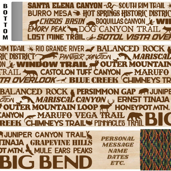 Big Bend National Park Themed Walking Stick and Hiking Stick