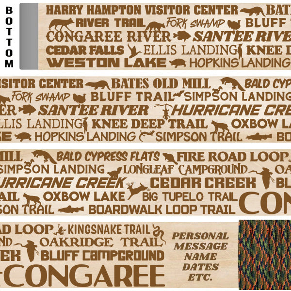 Congaree National Park Themed Walking Stick and Hiking Stick