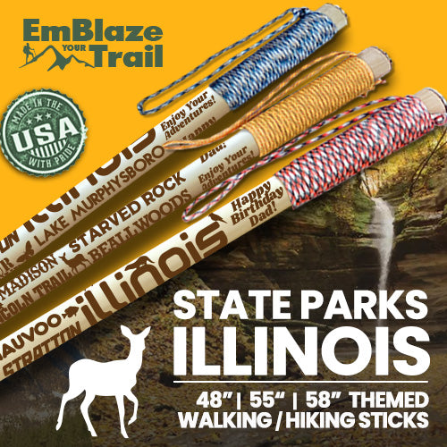 Illinois State Parks Themed Walking Stick and Hiking Stick