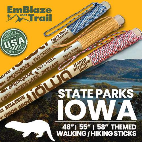 Iowa State Parks Themed Walking Stick and Hiking Stick