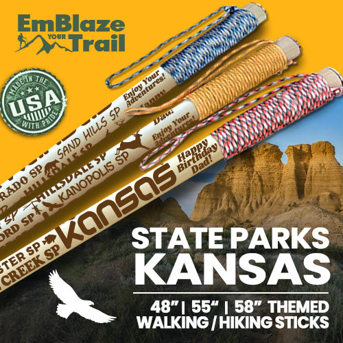 Kansas State Parks Themed Walking Stick and Hiking Stick