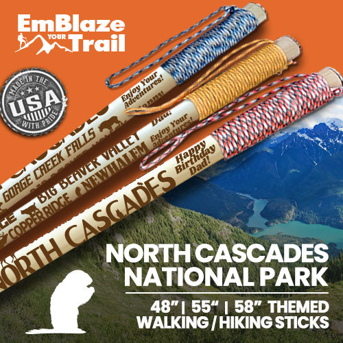 North Cascades National Park Themed Walking Stick and Hiking Stick
