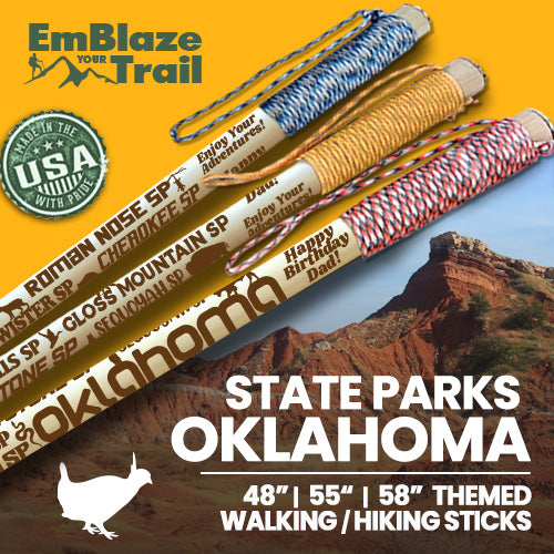 Oklahoma State Parks Themed Walking Stick and Hiking Stick
