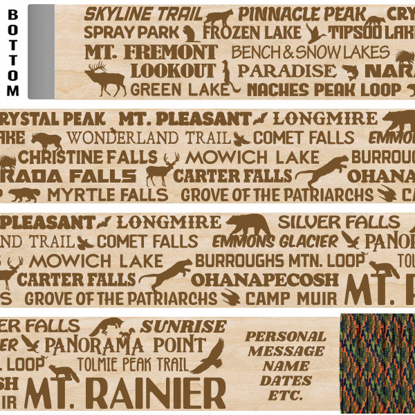 Mt. Rainier National Park Themed Hiking Stick