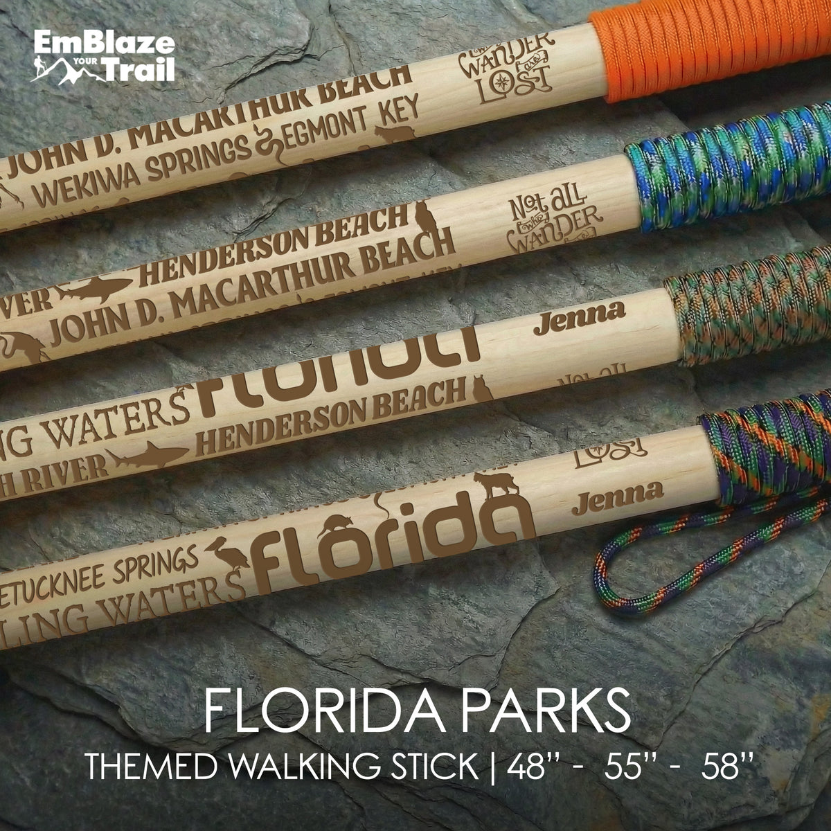 Florida State Parks Themed Walking Stick