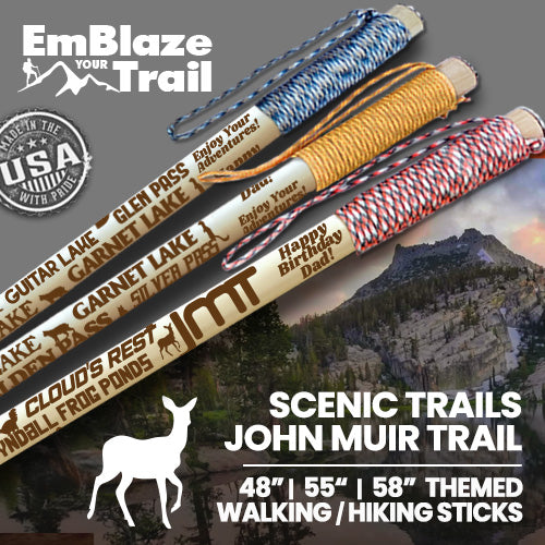 John Muir Trail Themed Hiking-Walking Stick