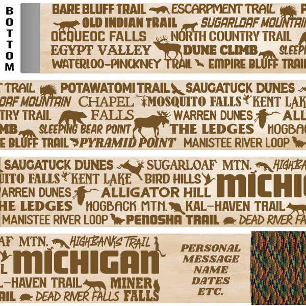 Popular Michigan Trails Themed Walking Stick