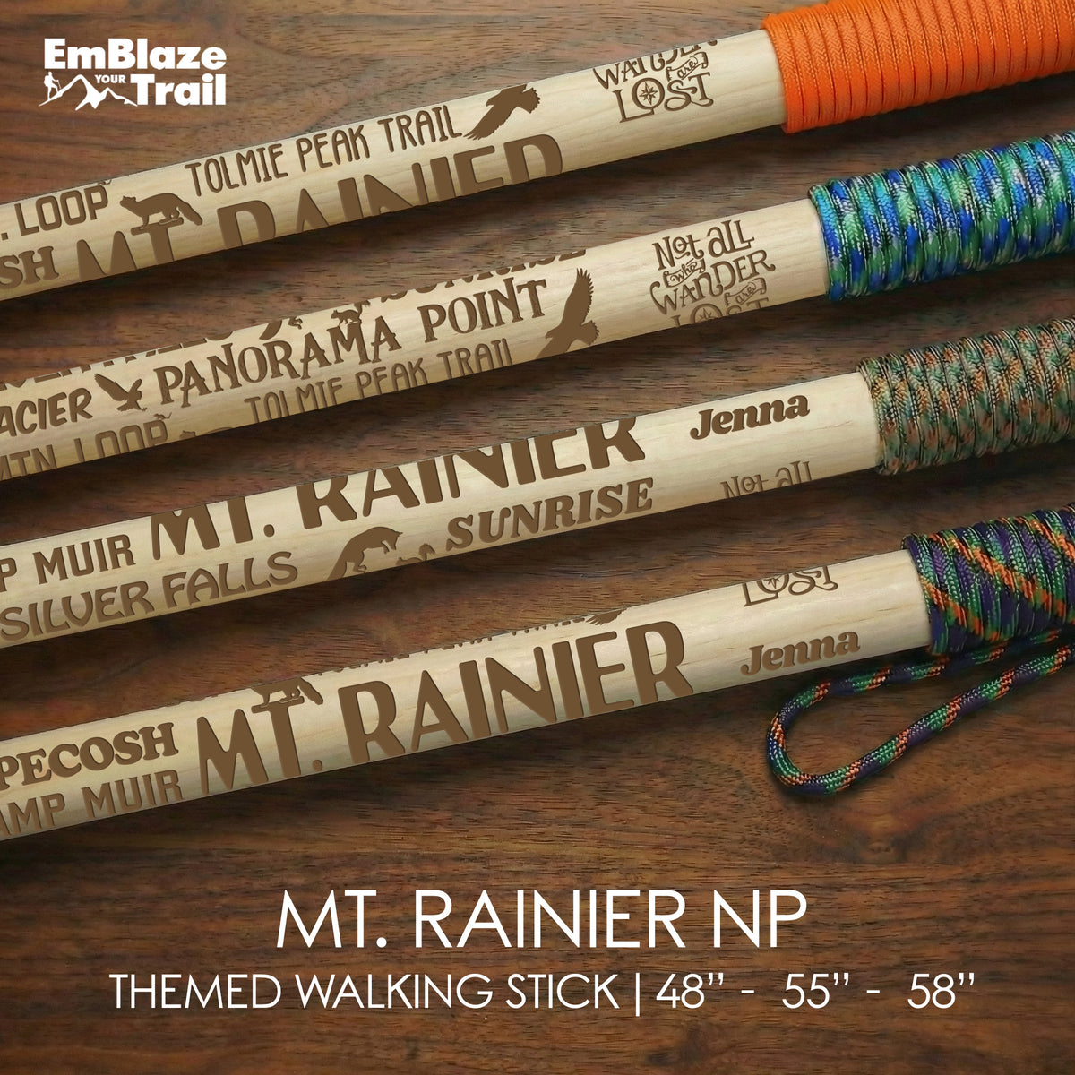 Mt. Rainier National Park Themed Walking Stick