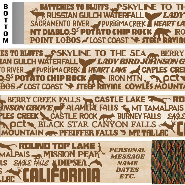 Popular California Trails Themed Walking Stick