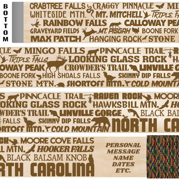 Popular North Carolina Trails Themed Walking Stick