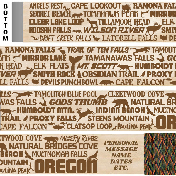 Popular Oregon Hiking Trails Themed Walking Stick