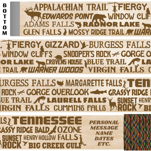 Popular Tennessee Trails Themed Walking Stick