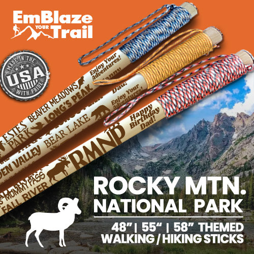 Rocky Mountain National Park Themed Walking Stick and Hiking Stick