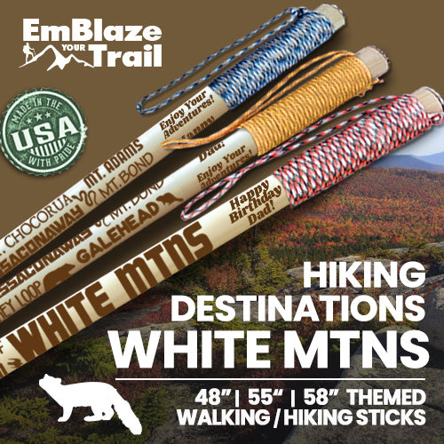 White Mountains - Themed Hiking-Walking Stick from EmBlaze Your Trail