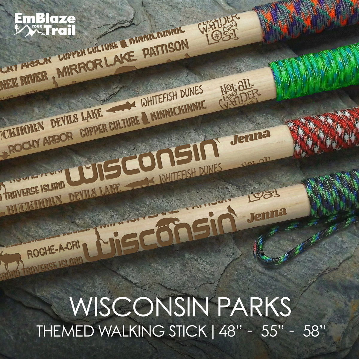 Wisconsin State Parks Themed Walking Stick