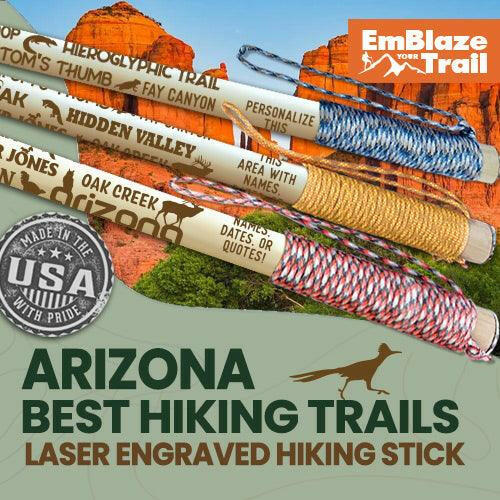 Best Arizona Trails Themed Walking Stick - EmBlaze Your Trail